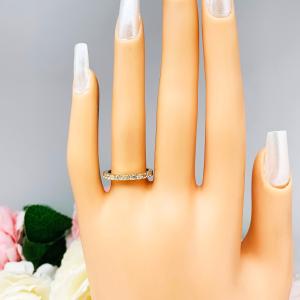 Half Eternity Near Colorless Cubic Zirconia 10k Yellow Gold Wedding Band Size 6 FINAL SALE
