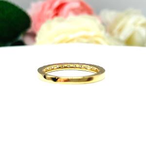 Half Eternity Near Colorless Cubic Zirconia 10k Yellow Gold Wedding Band Size 6 FINAL SALE