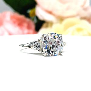 Brilliant Cushion Trillion CZ Engagement Ring