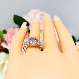 Brilliant Cushion Trillion CZ Engagement Ring