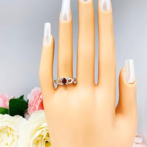 Madeira Citrine Oval Ring SIZE 6 - Genuine 6x4mm gemstone - Sterling silver ornamental leaf setting