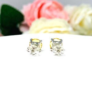 Round Genuine 7mm Golden Citrine Stud Earrings