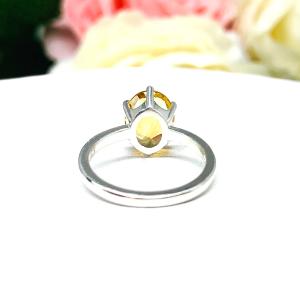 Genuine Golden Citrine Ring - 10x8mm oval gemstone - Sterling silver 6 prong setting