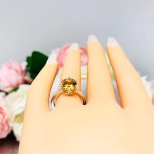 Genuine Golden Citrine Ring - 10x8mm oval gemstone - Sterling silver 6 prong setting