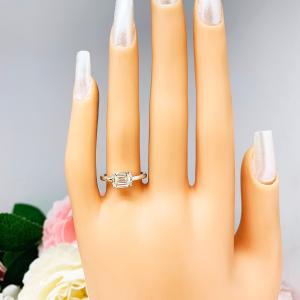 Elongated Asscher CZ East West Horizontal 8x6mm Engagement Ring Size 6