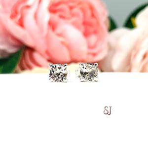 Peach Morganite 5mm Basket Stud Earrings Authentic