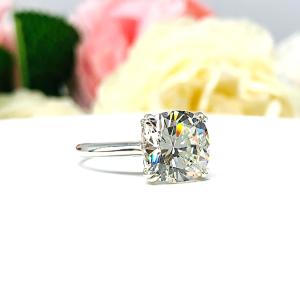 Cushion 10mm Near Colorless CZ Split Prong Engagement Ring