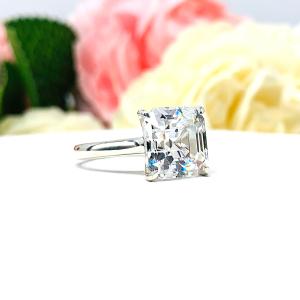 Asscher Near Colorless 10mm CZ Engagement Ring SIZES 6 and 8