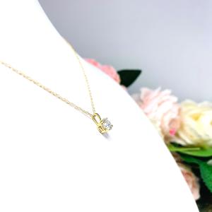 Round 6mm (3/4 ct) Moissanite 14k Yellow Gold Pendant Necklace FINAL SALE