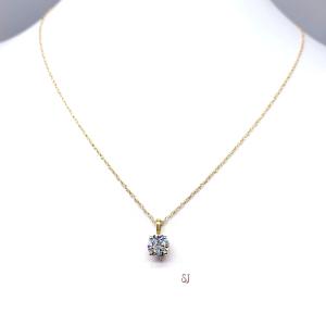 Round 6mm (3/4 ct) Moissanite 14k Yellow Gold Pendant Necklace FINAL SALE