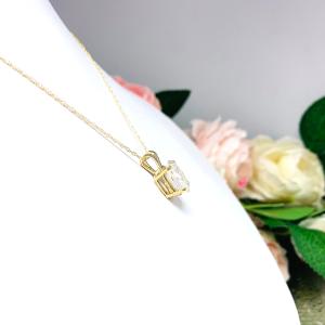 Oval Moissanite Pendant – 12x8mm, 10k Yellow Gold