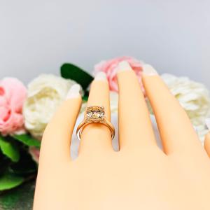 Old Mine Cut 8mm Champagne CZ Engagement Ring