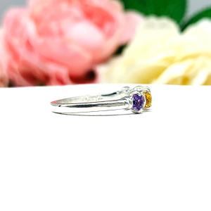 Spring Colors 3mm Round Natural Gemstone Five Stone Ring