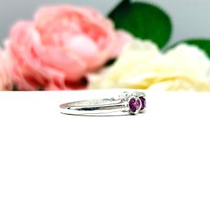 Garnet 5 Stone Sterling Silver Ring - Natural 3mm round wine color gemstones - Sterling Silver setting
