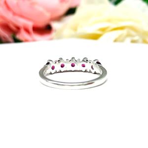 Garnet 5 Stone Sterling Silver Ring - Natural 3mm round wine color gemstones - Sterling Silver setting