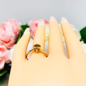 Hessonite Garnet 10k Yellow Gold Ring Size 8 - Natural 8x6mm oval brandy colored gemstone
