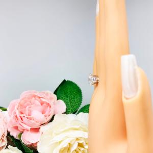 Cushion Trillion CZ 3 Stone Engagement Ring