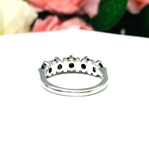 Black Moissanite 5 Stone Ring - 4mm round authentic moissanites - Sterling silver setting