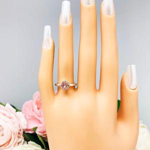Oval Swarovski Morganite 8x6mm Pink CZ Ring