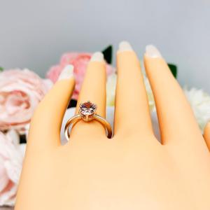 Oval Swarovski Morganite 8x6mm Pink CZ Ring