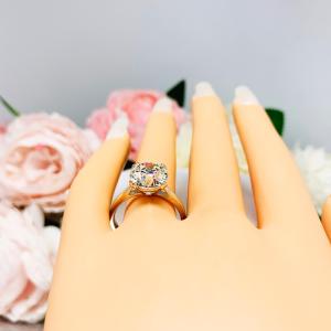 Old European Cut 10mm CZ Engagement Ring Near Colorless CZ