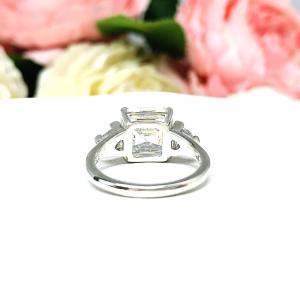 Asscher CZ with Trillions Engagement Ring