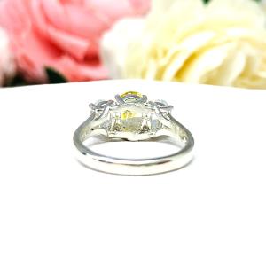 Canary Yellow Oval CZ 3 Stone Engagement Ring