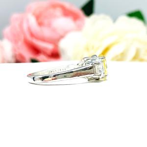 Canary Yellow Oval CZ 3 Stone Engagement Ring