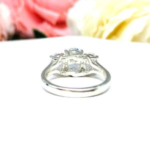 Oval CZ Three Stone Engagement Ring
