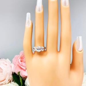 Oval CZ Three Stone Engagement Ring