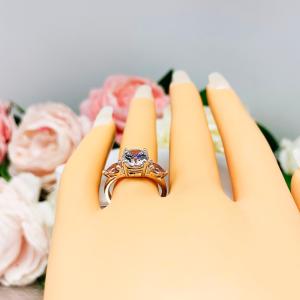 Round CZ Pear Swarovski Morganite Pink CZ Engagement Ring