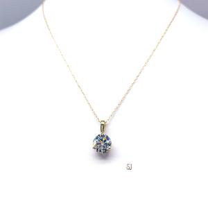 Moissanite 14k Gold Martini Pendant Necklace -  Authentic round moissanite - Solid gold setting -  FREE 3RD DAY UPS