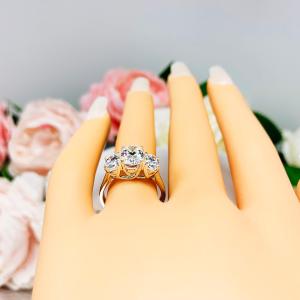 Oval CZ Three Stone Engagement Ring
