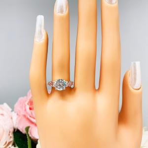 Round CZ Pear Swarovski Morganite Pink CZ Engagement Ring