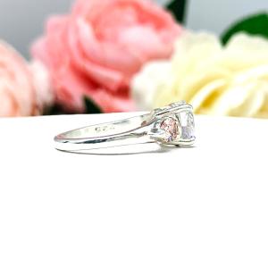 Round CZ Pear Swarovski Morganite Pink CZ Engagement Ring