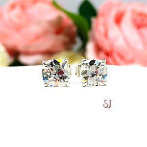 Old Mine Cut Cubic Zirconia Basket Stud Earrings