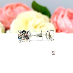 Old Mine Cut Cubic Zirconia Basket Stud Earrings