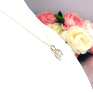 Moissanite 14k Gold Martini Pendant Necklace -  Authentic round moissanite - Solid gold setting -  FREE 3RD DAY UPS