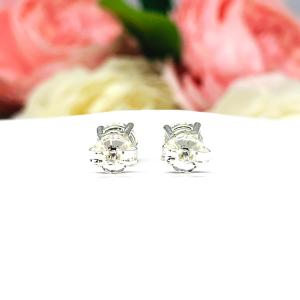 Round Brilliant Lab White Sapphire Basket Stud Earrings