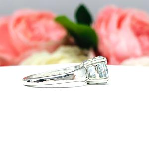 Genuine Aquamarine Solitaire Ring - 8mm round gemstone - Sterling silver double prong setting