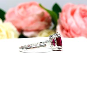 Lab Created Ruby Oval Sterling Silver Ring Double Prong