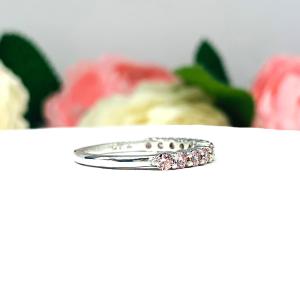 Round Swarovski Morganite Pink CZ Wedding Band 2.5mm