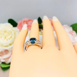 London Blue Nanocrystal Oval 3 Stone Ring CZ Sterling Silver Nanogem
