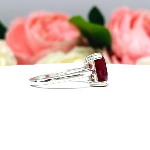Lab Ruby Elongated Cushion Double Prong Ring SIZE 6