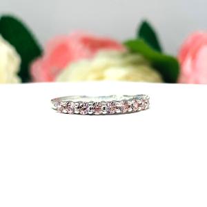 Round Swarovski Morganite Pink CZ Wedding Band 2.5mm