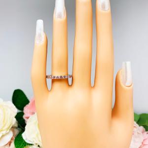 Round Swarovski Morganite Pink CZ Wedding Band 2.5mm