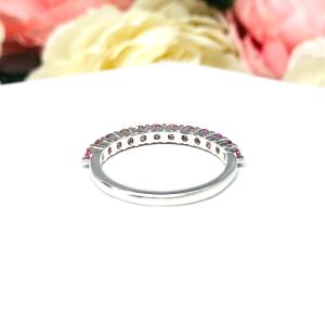 Round Swarovski Morganite Pink CZ Wedding Band 2.5mm