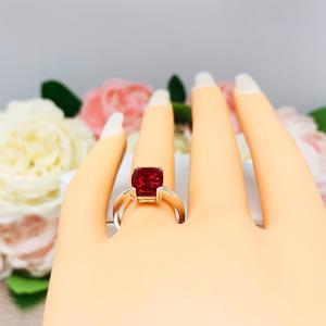 Lab Ruby Elongated Cushion Double Prong Ring SIZE 6
