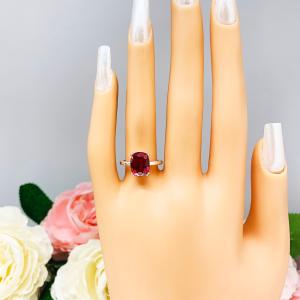 Lab Ruby Elongated Cushion Double Prong Ring SIZE 6