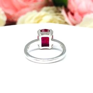 Lab Ruby Elongated Cushion Double Prong Ring SIZE 6